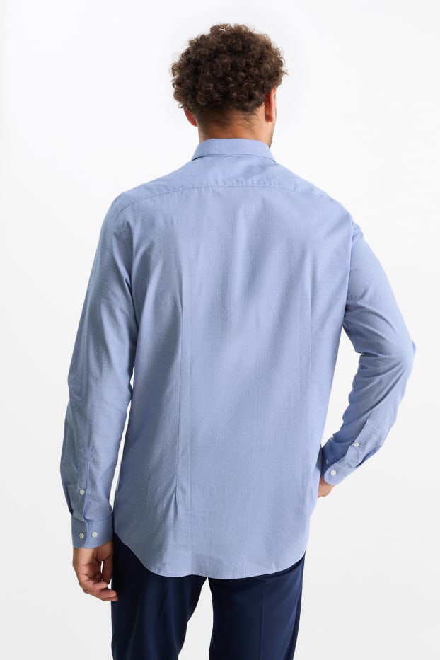 Hommes - Chemise de bureau - slim fit - col Kent - à pois - bleu