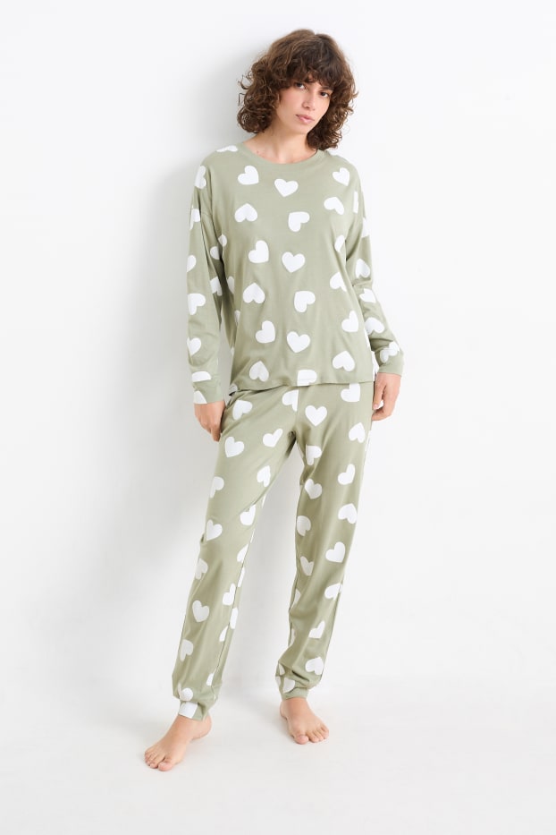 Femmes - Pyjama - à motif - vert clair