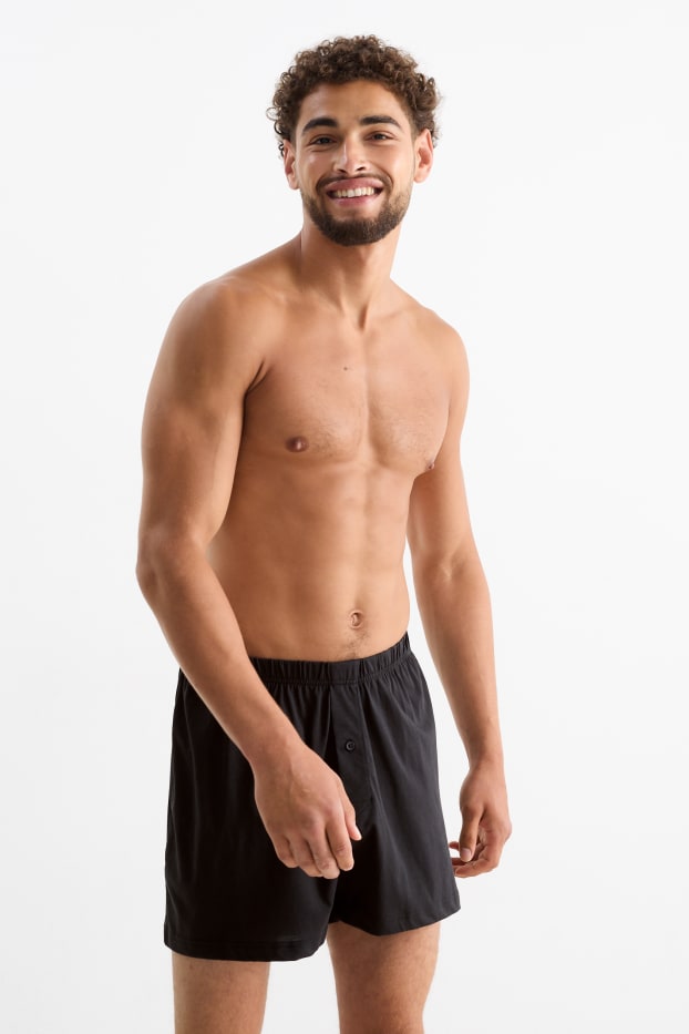 Herren - Multipack 2er - Boxershorts - Jersey - schwarz
