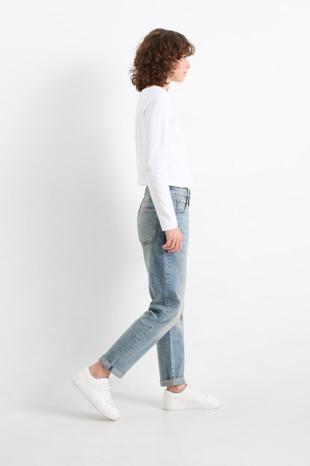 Damen - Boyfriend Jeans - Mid Waist - helljeansblau