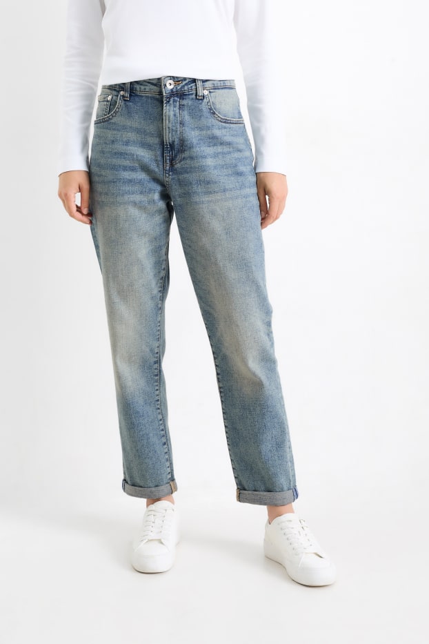 Damen - Boyfriend Jeans - Mid Waist - helljeansblau
