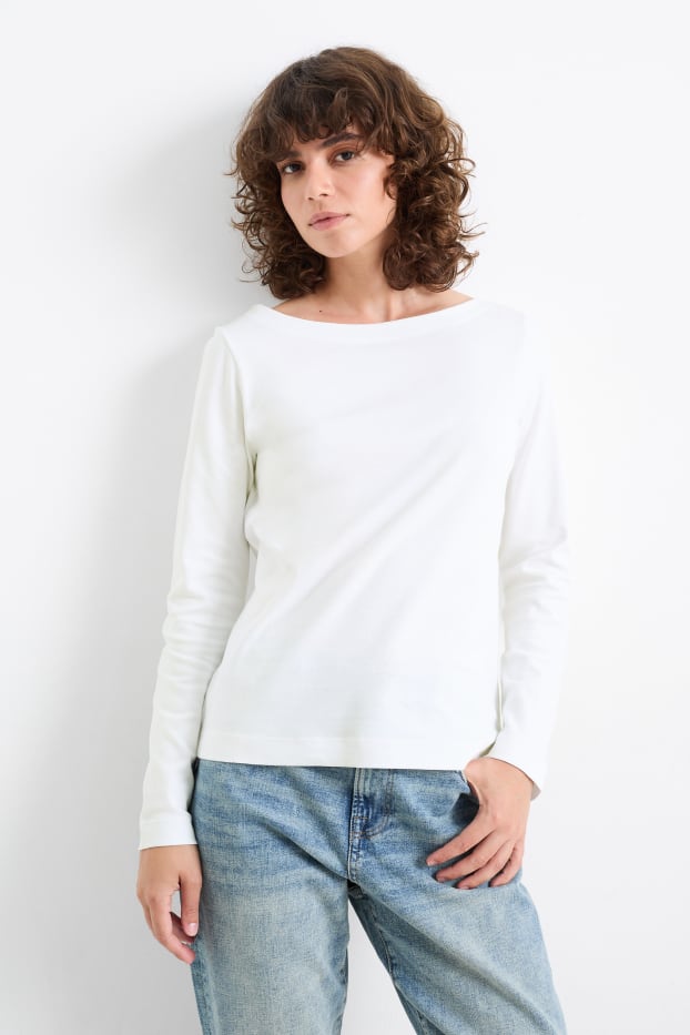 Dames - Basic longsleeve - wit