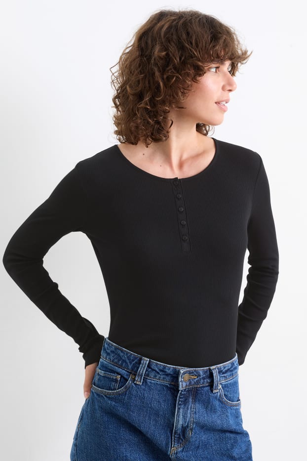 Donna - Maglia con collo serafino - nero