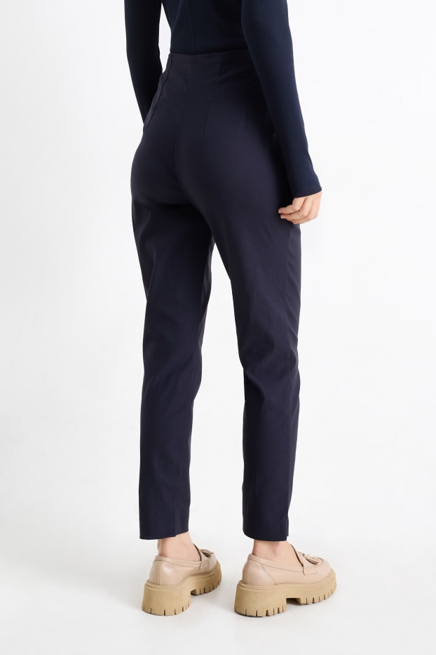 Dames - Pantalon - high waist - slim fit - donkerblauw