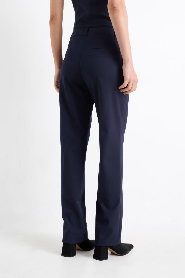 Femmes - Pantalon de bureau - mid waist - straight fit - Mix & Match - bleu foncé