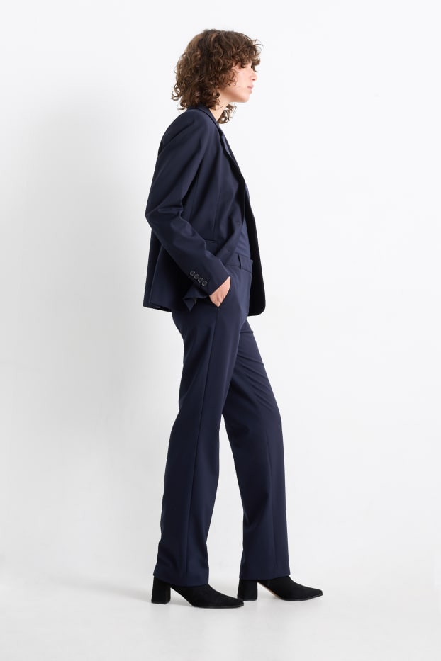 Femmes - Pantalon de bureau - mid waist - straight fit - Mix & Match - bleu foncé