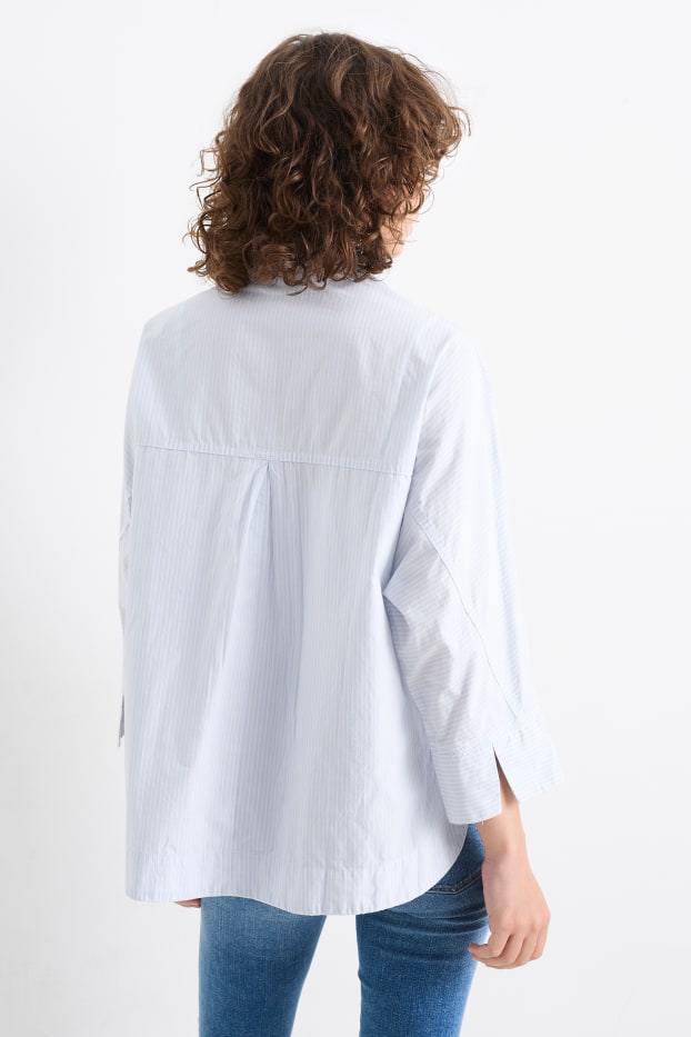 Dona - Brusa de popelina - de ratlles - blau clar