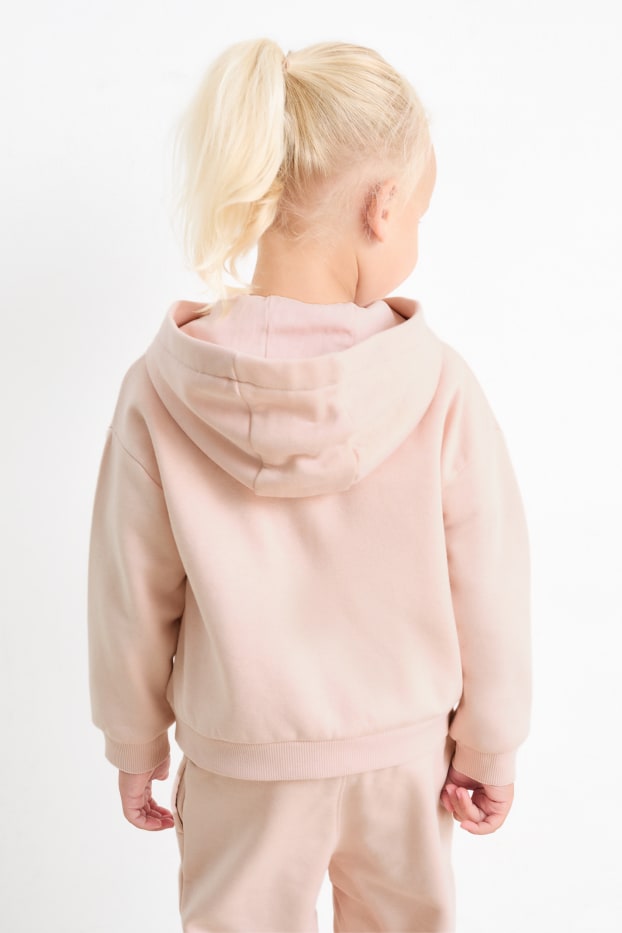 Enfants filles - Cœur - Sweat zippé en molleton avec capuche - rose