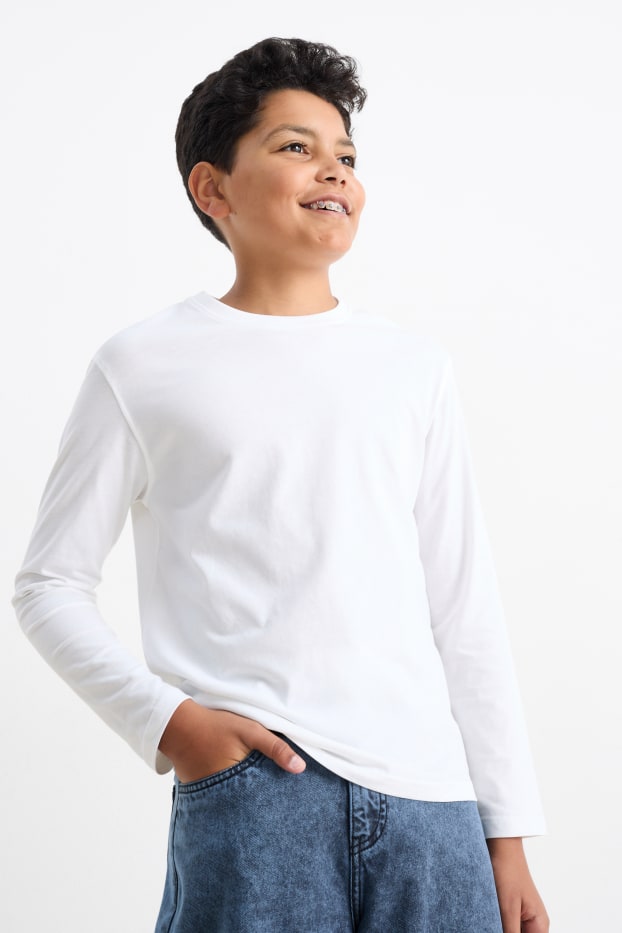 Kinder Jungen - Langarmshirt - weiß
