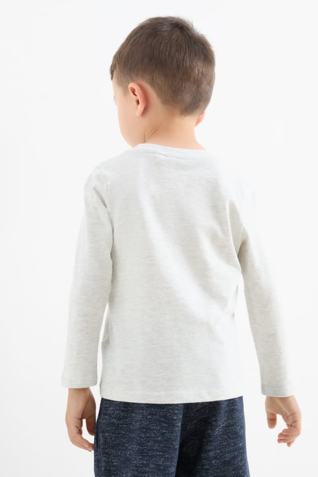 Enfants garçons - Lot de 3 - Monster truck et animaux sauvages - haut à manches longues - bleu / blanc
