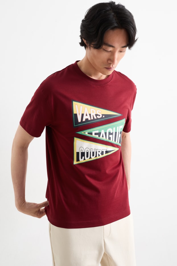 Uomo - T-shirt - rosso scuro