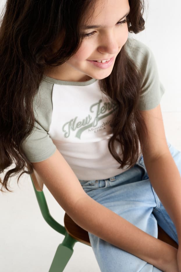 Children Girls - New Jersey - short sleeve T-shirt - light green