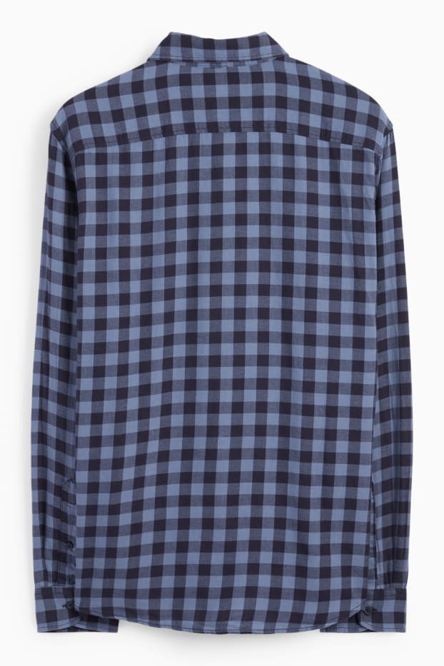 Hommes - Chemise - regular fit - col kent - à carreaux - bleu foncé