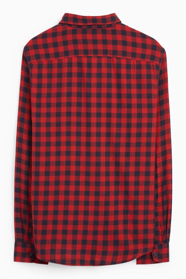 Heren - Overhemd - regular fit - kent - geruit - rood