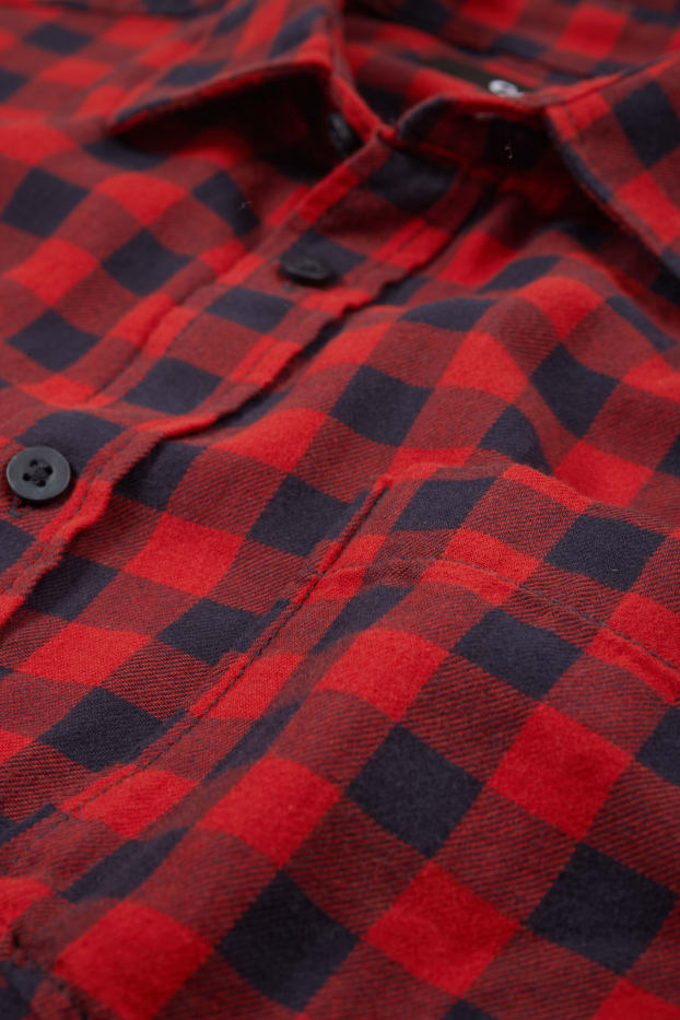 Heren - Overhemd - regular fit - kent - geruit - rood