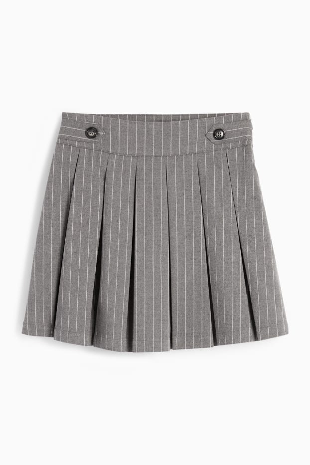 Enfants filles - Jupe plissée - fines rayures - gris