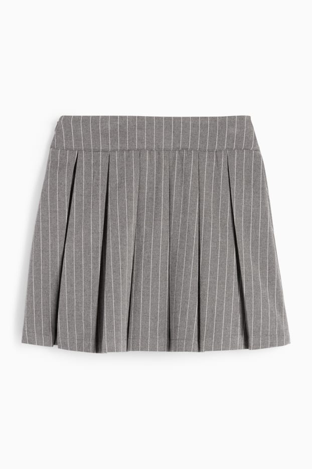 Enfants filles - Jupe plissée - fines rayures - gris