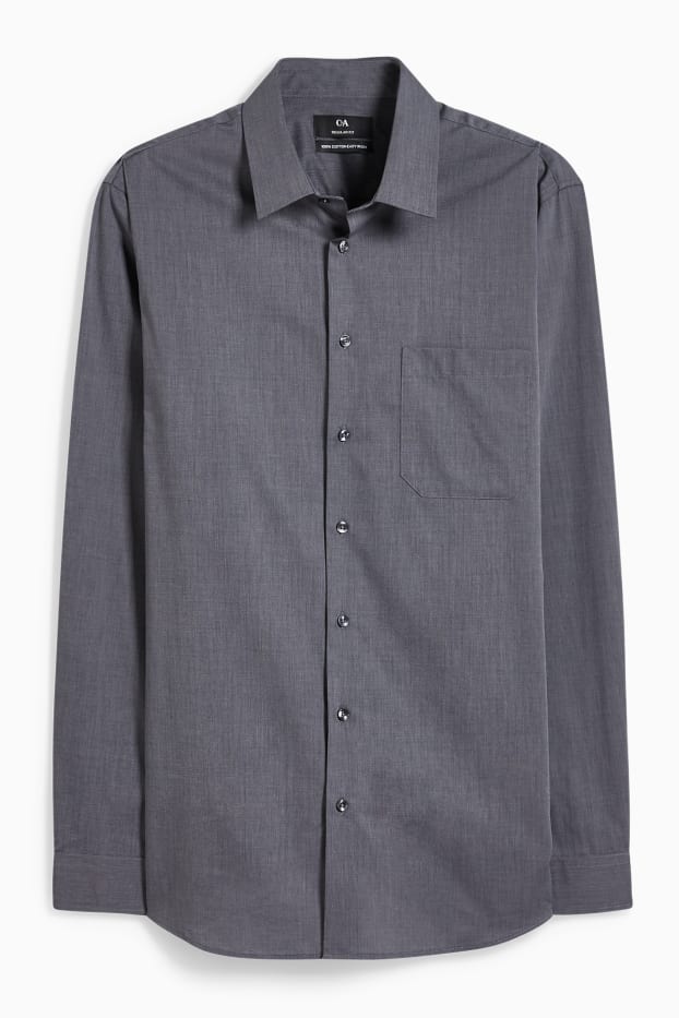 Men - Business shirt - regular fit - kent collar - easy-iron - dark gray