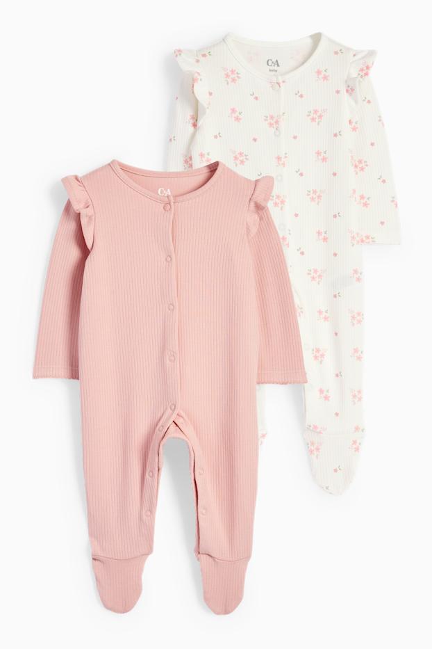 Bébés filles - Lot de 2 - petites fleurs - pyjamas bébé - rose