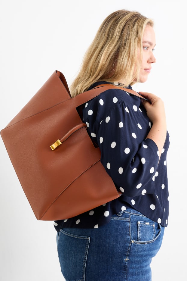 Dames - Shopper - imitatieleer - bruin