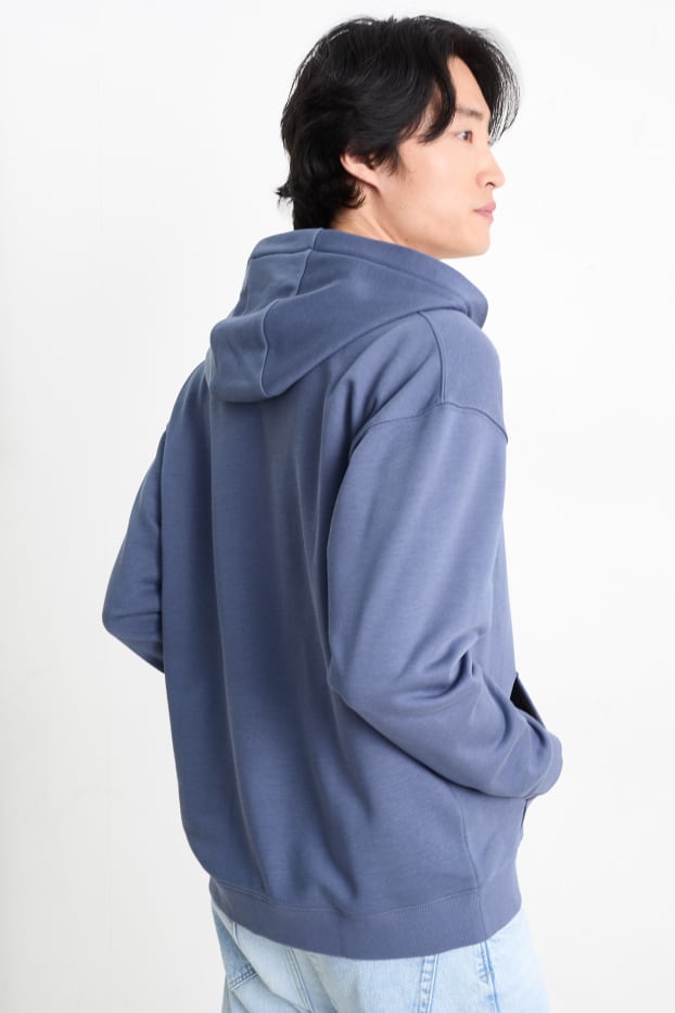 Uomo - Felpa con zip e cappuccio - blu