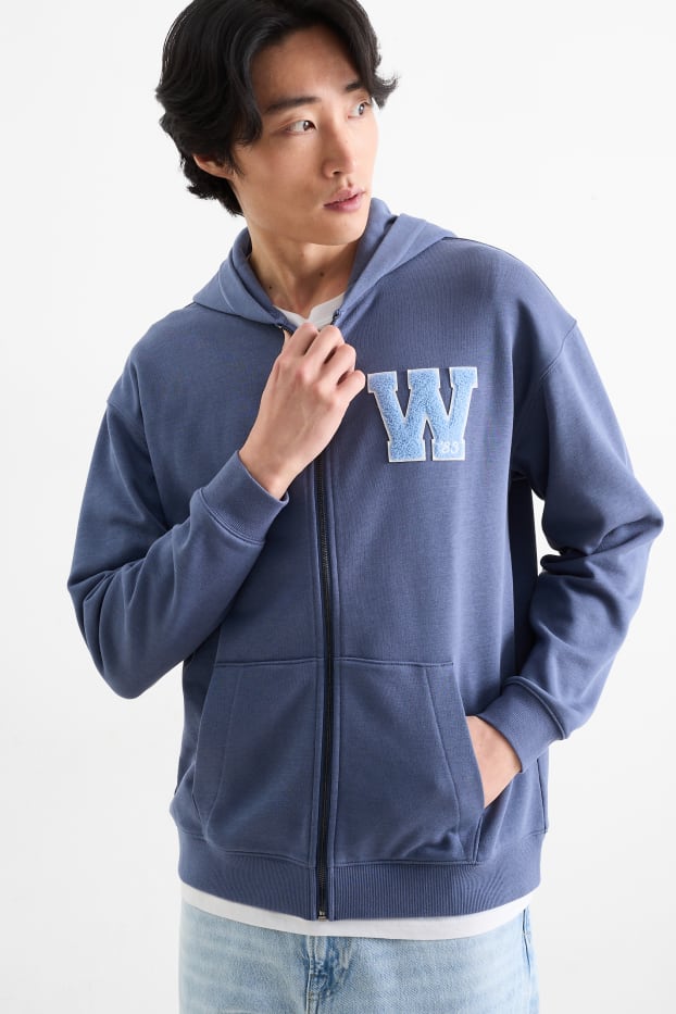 Uomo - Felpa con zip e cappuccio - blu