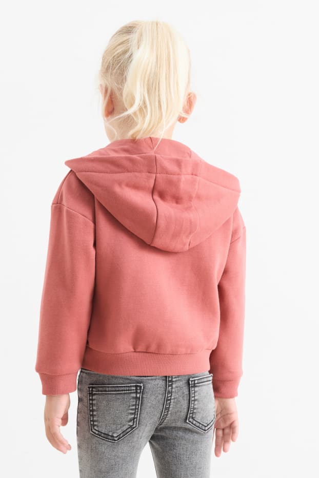 Kinder Mädchen - Herz - Sweatjacke mit Kapuze - dunkelrosa