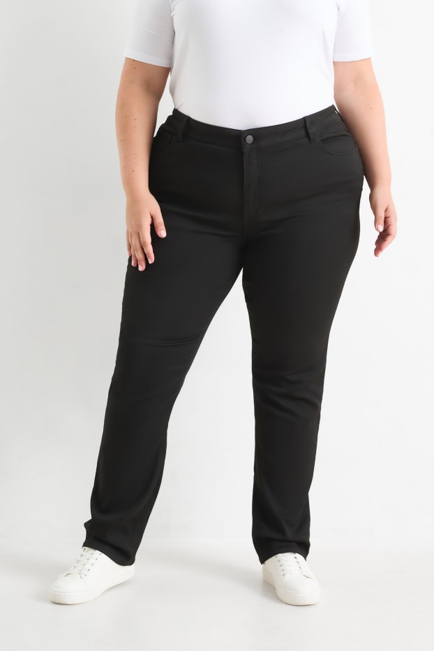Damen - Stoffhose - High Waist - Slim Fit - schwarz