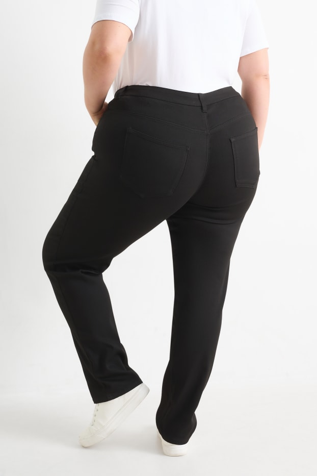 Damen - Stoffhose - High Waist - Slim Fit - schwarz