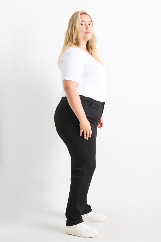 Damen - Stoffhose - High Waist - Slim Fit - schwarz