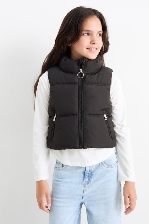 Kinderen: meisjes - Bodywarmer - waterafstotend - zwart