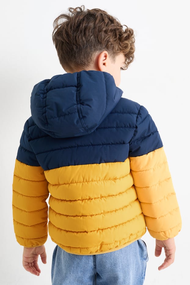 Kinder Buben - Steppjacke mit Kapuze - wasserabweisend - orange