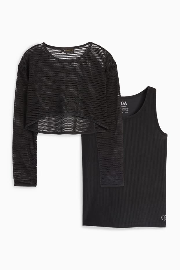 Kinder Mädchen - Set - Funktions-Shirt und -Top - 2 teilig - schwarz
