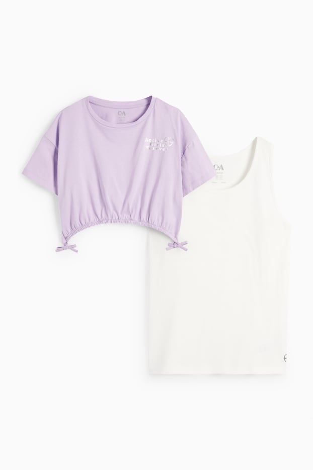 Kinder Mädchen - Set - Funktions-Shirt und -Top - 2 teilig - violett