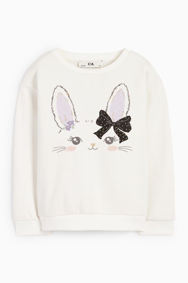 Kinderen: meisjes - Haas - sweatshirt - crèmekleurig
