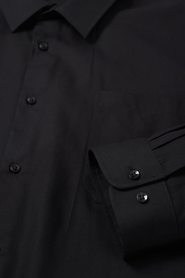Hommes - Chemise - regular fit - col kent - facile à repasser - noir