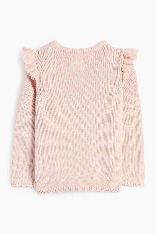 Baby Girls - Heart - baby jumper - cable knit pattern - rose