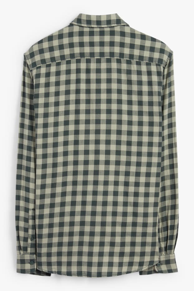 Uomo - Camicia - regular fit - collo all'italiana - a quadretti - verde