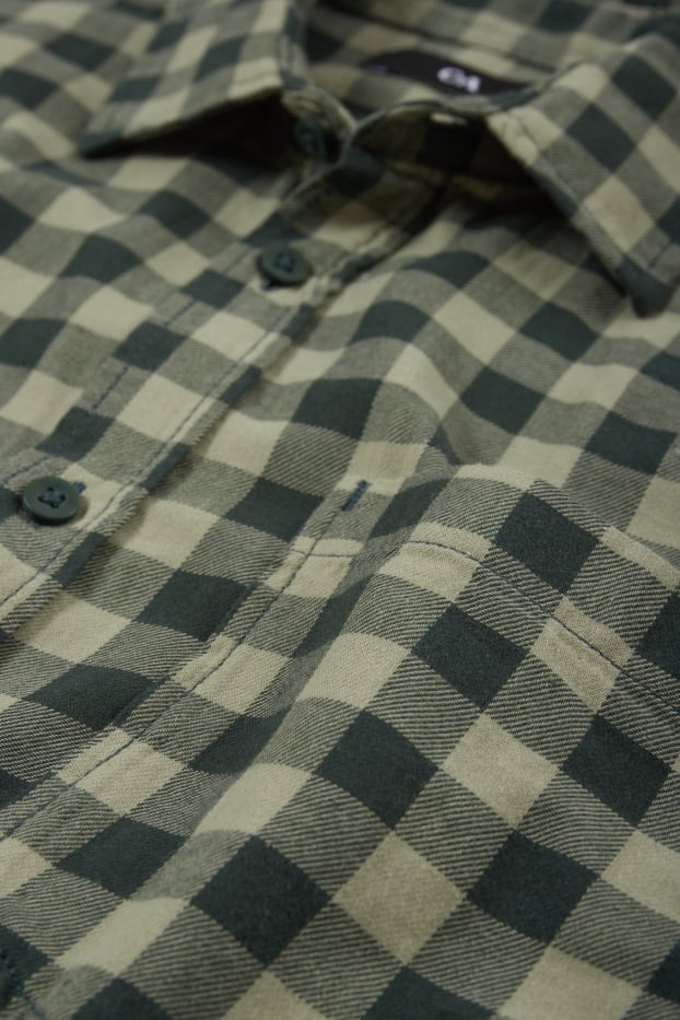 Uomo - Camicia - regular fit - collo all'italiana - a quadretti - verde