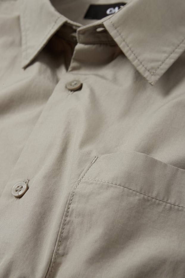 Heren - Overhemd - regular fit - kent - grijs