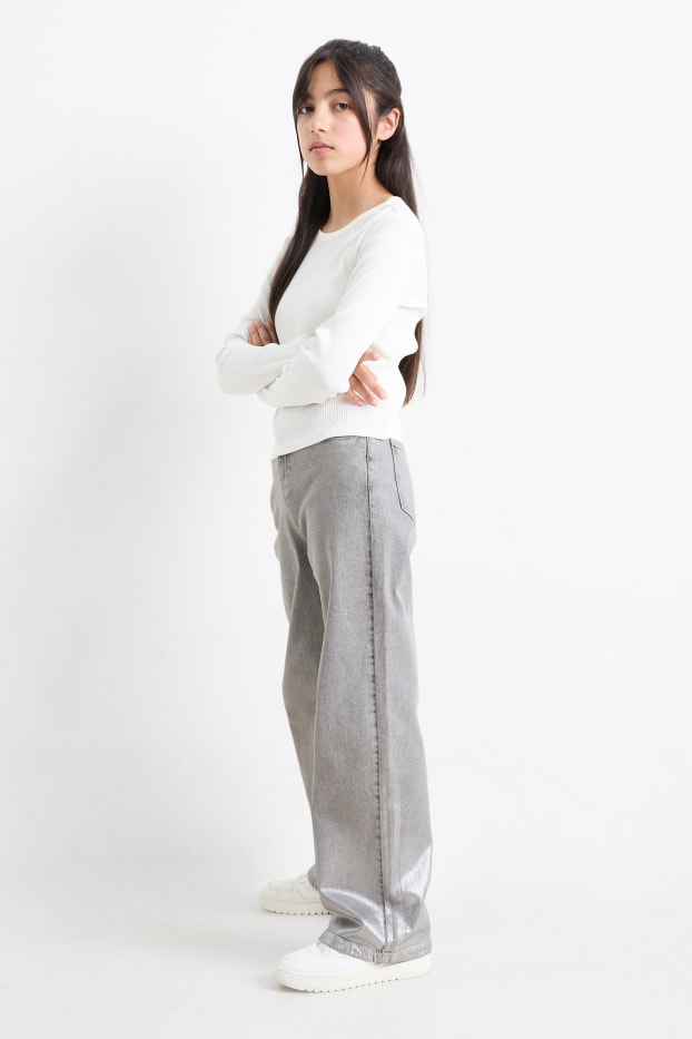 Nena - Texans wide leg - texà gris clar