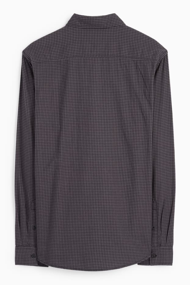 Uomo - Camicia - regular fit - collo all'italiana - a quadretti - grigio