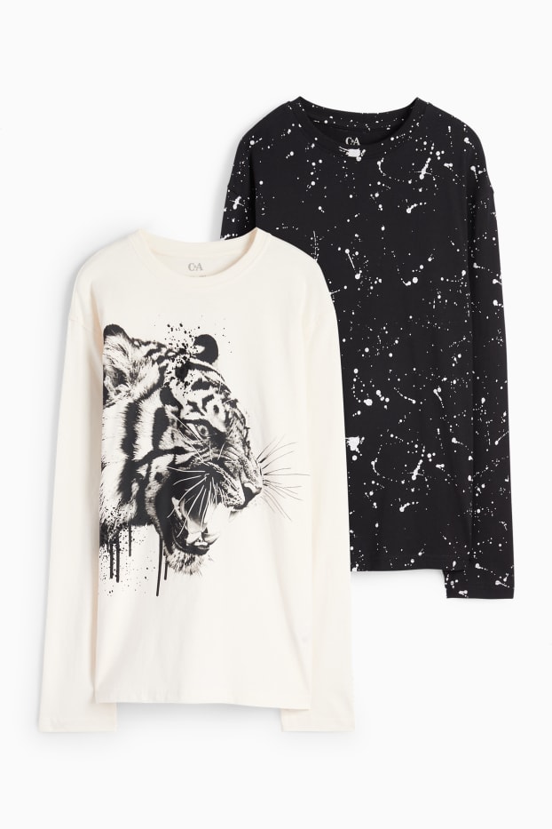 Bambini - Confezione da 2 - tigre - maglia a maniche lunghe - nero / beige