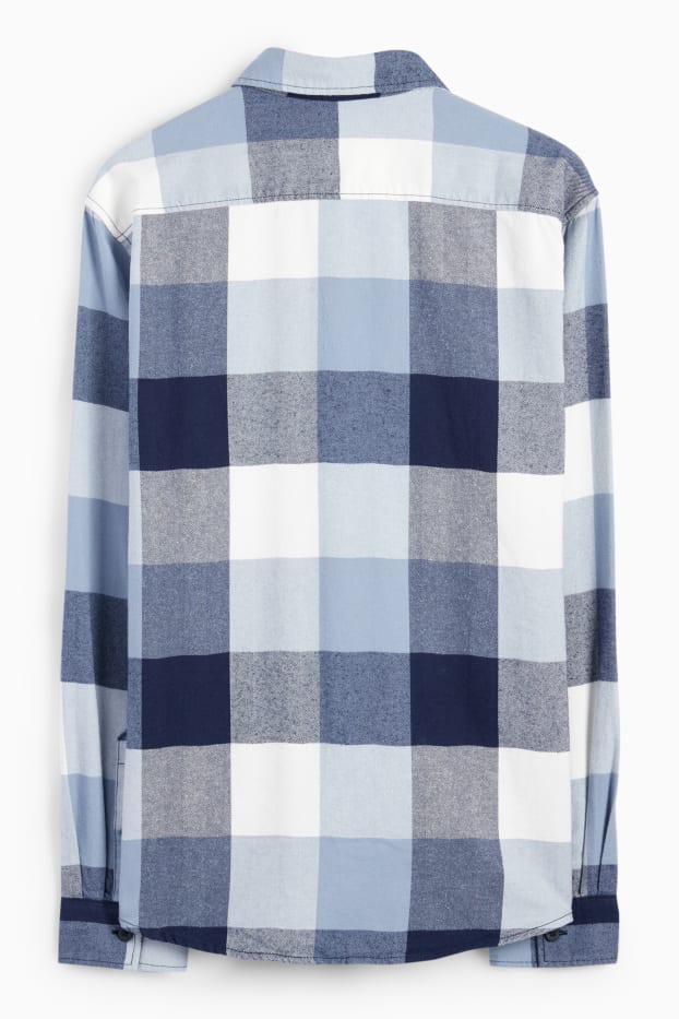 Heren - Overhemd - regular fit - kent - geruit - blauw