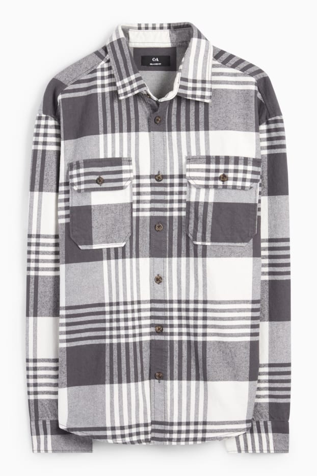 Herren - Hemd - Relaxed Fit - Kent - kariert - dunkelgrau