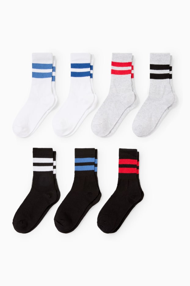 Niños - Pack de 7 - calcetines de tenis - negro / blanco