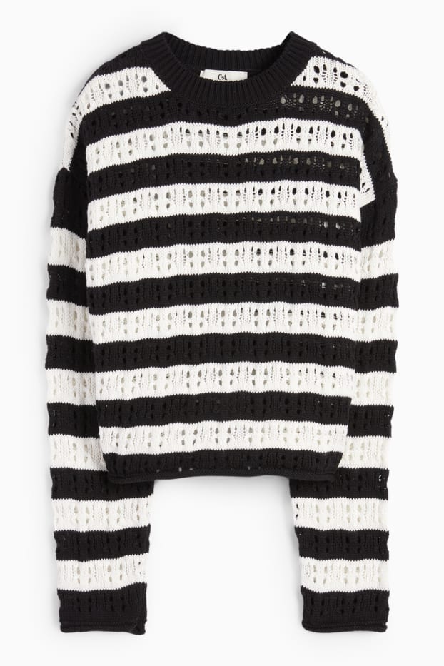 Copii - Fete - Pulover - cu dungi - negru / alb