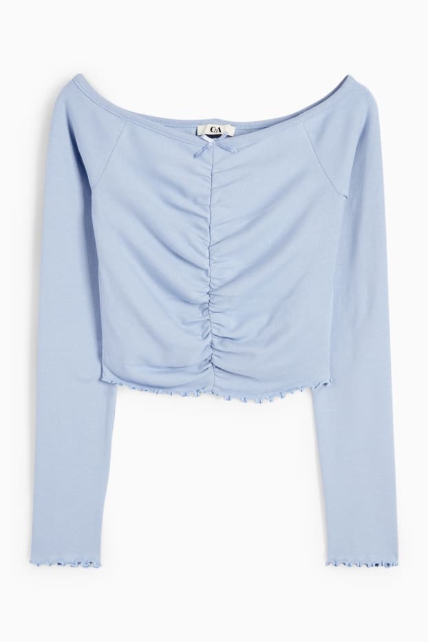 Women - Cropped long sleeve top - blue