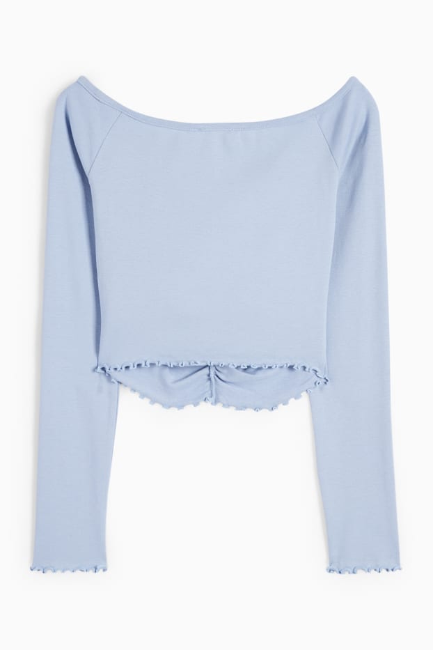 Women - Cropped long sleeve top - blue