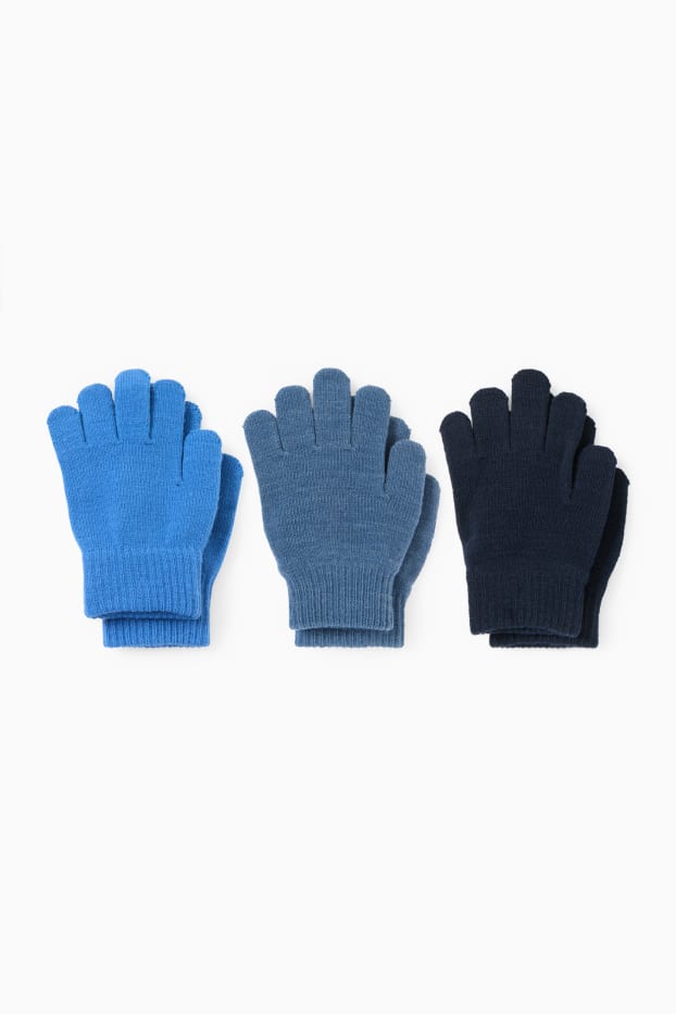Children Boys - Multipack of 3 - knitted gloves - blue